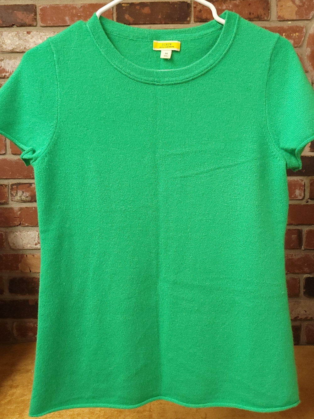 J.Crew 100% Cashmere Short Sleeve Sweater Tee Kelly Green Crewneck Medium